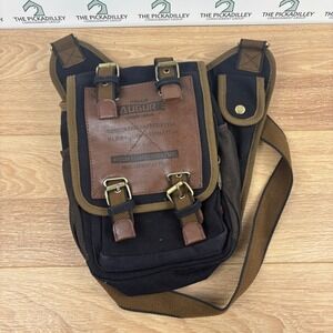 Augur Strauss & Co Black Canvas Crossbody Sling Bag Tactical Messenger Utility